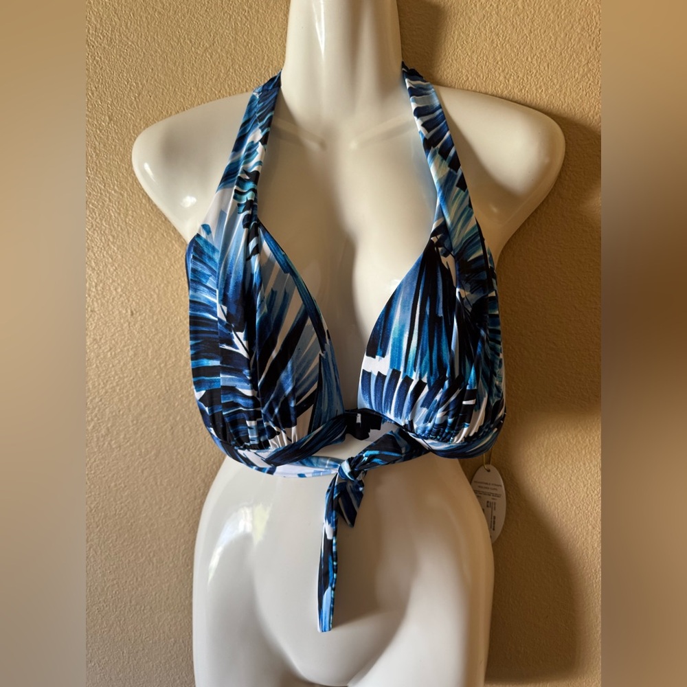 Tropical Blue Leaf Bikini Top